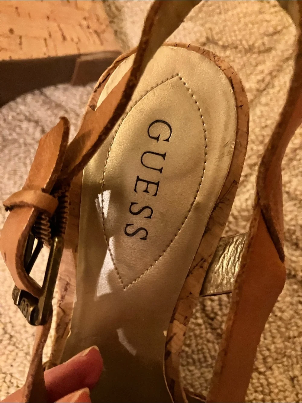 Guess Tan Platform Cork Wedges